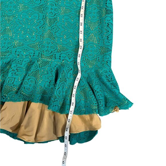 Dress The Population Wendy Dress Turquoise Blue Lace Ruffle Hi Low Womens Medium - Picture 7 of 9
